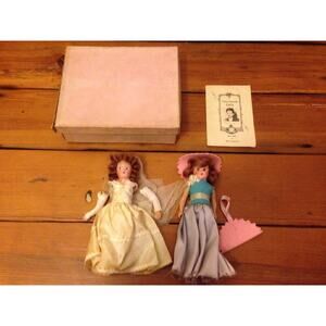 Vintage Nancy Ann Pair of Little Women Meg #250 Storybook Dolls w/ Box and Card